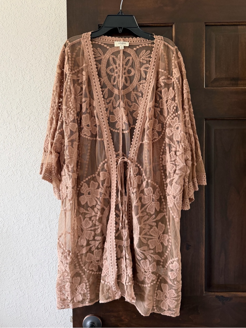 Blush Floral Lace Kimono Cover-Up